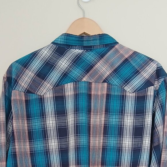 Vintage Western Levi's Double Pocket Plaid Marbled Snap Button Shirt Size XXL - Picture 8 of 9